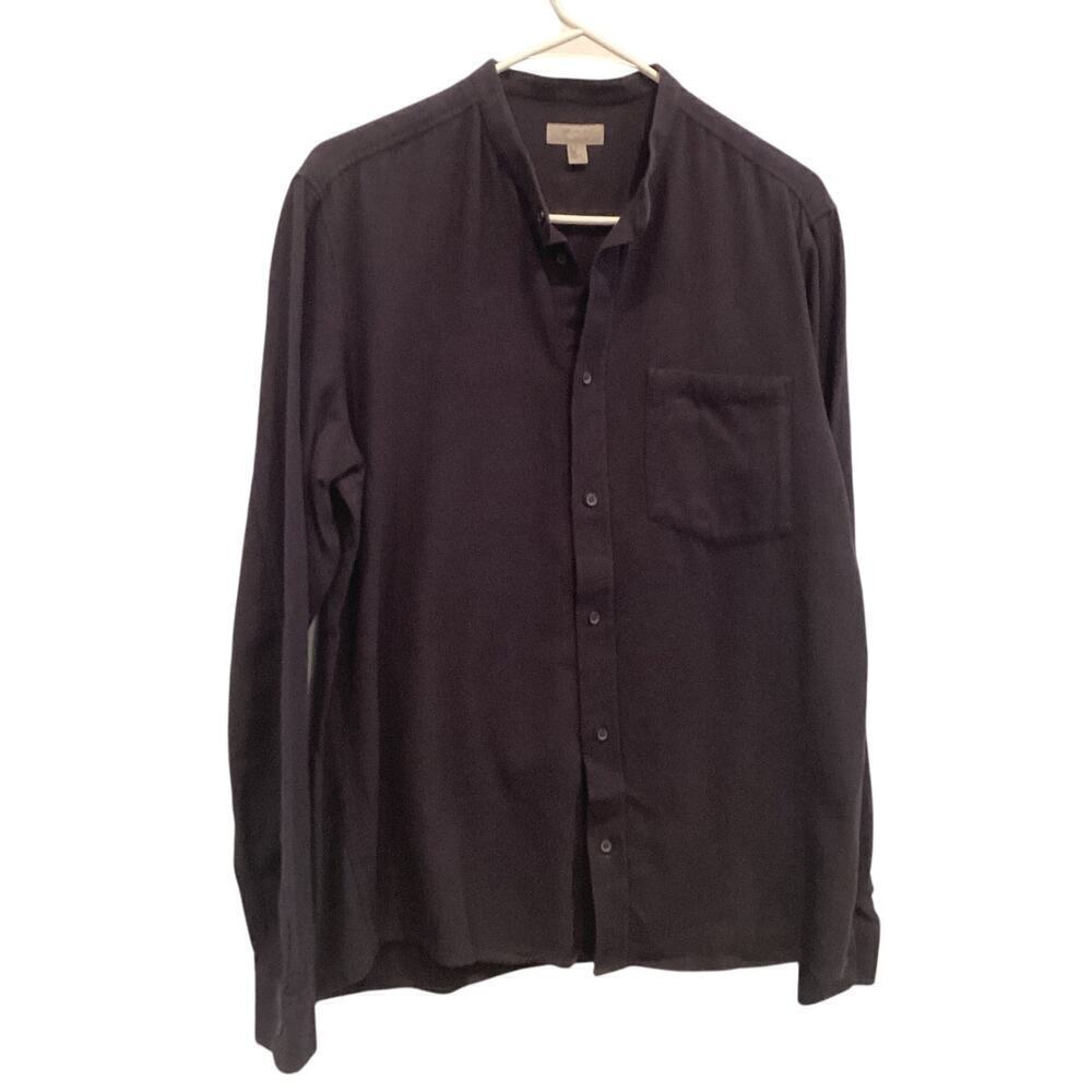 COS Men Button Up Shirt Flannel Small S Black Minimalist Outdoor Hiking Gorpcore